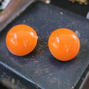 Orange Candy Vintage Clip-On Earrings, Unique Clip-On Earrings from the 1980s